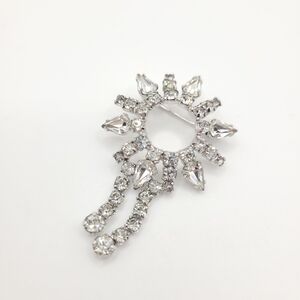 Silver Drop Crystal Brooch